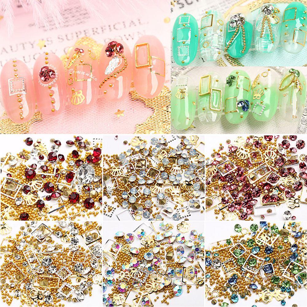 [Hàng mới về] Phụ kiện đá kim sa sáng bóng lấp lánh trang trí móng tay gel UV tùy chọn kiểu dáng và màu sắc