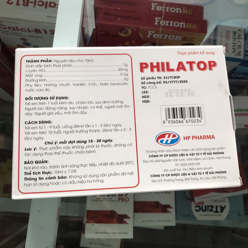 Philatop hộp 20 ống x 10 ml Hải Phòng