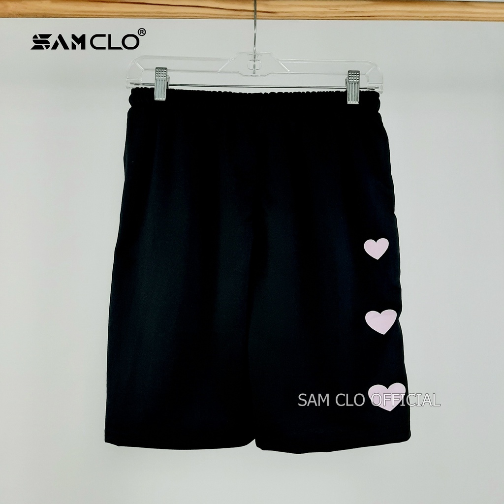 Quần đùi - Quần lửng nữ SAM CLO form rộng dáng unisex mặc ở nhà, đi chơi, thể thao in chữ STUDAT WITH ME