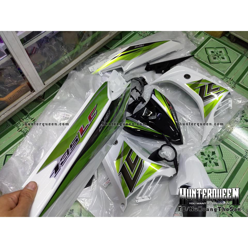 Tem rời Exciter 2011 - Chất liệu crom - LC 2017 trắng, mặt nạ đen - Tùy chỉnh theo yêu cầu