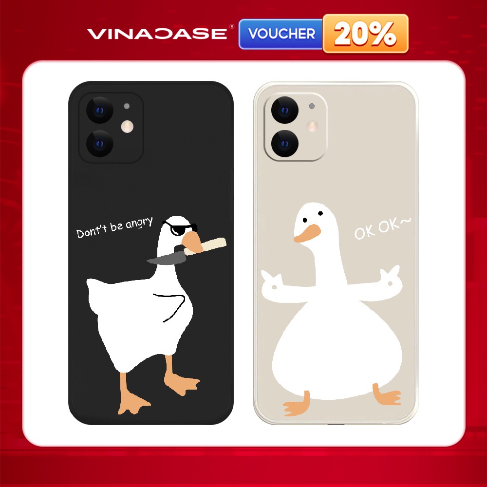 Ốp Lưng Vina Case Iphone 6S/6 Plus/7G/8G/X/Xs/11/12/....Dẻo Cạnh Vuông Bảo Vệ Camera Hình Vịt Cặp