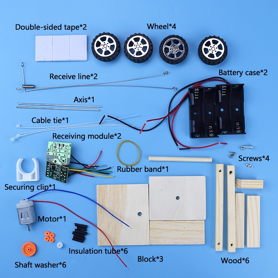 Bộ Đồ Chơi Lắp Ráp Xe Hơi Điều Khiển Từ Xa Hai Kênh Diy Bằng Gỗ Cho Bé Trai