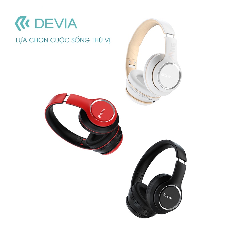 Tai nghe Headphone bluetooth chụp tai không dây DEVIA Kinton series có micro nghe nhạc liên tục 18H Hàng chính hãng