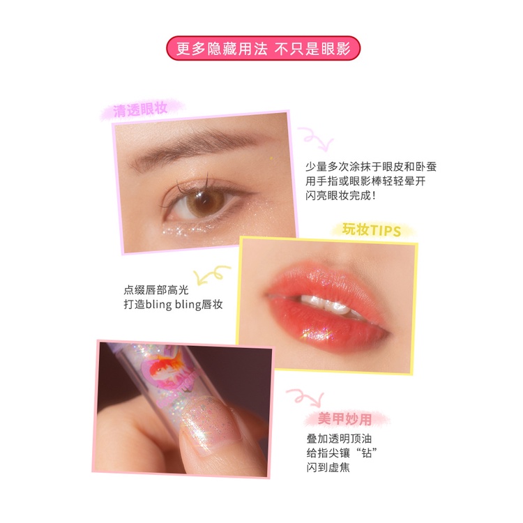 FLORTTE Phấn Mắt Dạng Lỏng Ánh Kim Tuyến Lấp Lánh Siêu Mịn