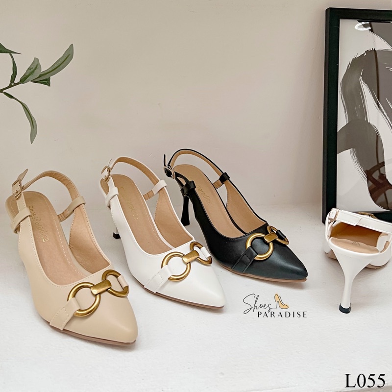 Giày cao gót bít mũi 7p nữ mũi nhọn trắng giày đẹp Shoes Paradise L055 (FORM NHỎ NHÍCH LÊN 1 SIZE )