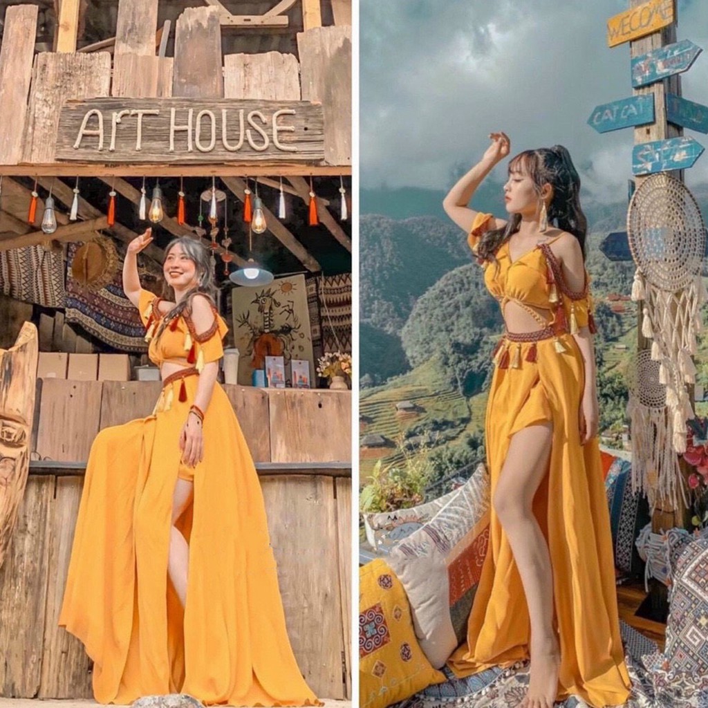 Đầm maxi đi biển xẻ tà dáng dài khoét eo đi biển sống ảo sang siêu XUKADRESS MT001 | BigBuy360 - bigbuy360.vn