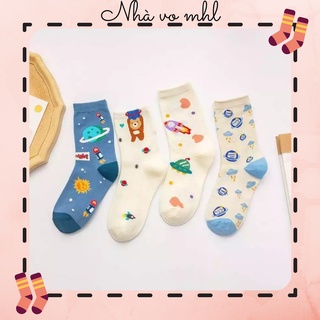 Vớ Cổ Cao Nữ Vũ Trụ Cute Dễ Thương In Hình Tất Nữ Cao Cổ Họa Tiết Chất Cotton Hàn Quốc Phong Cách Ulzzang
