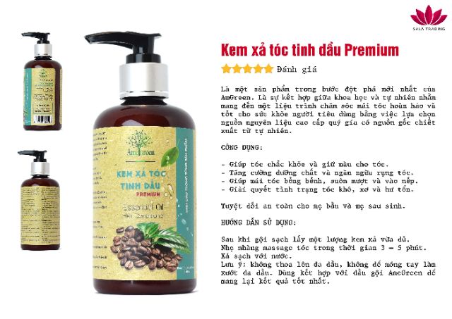 Kem xả tóc cà phê Premium AmeGreen phục hồi tóc khô xơ,hư tổn