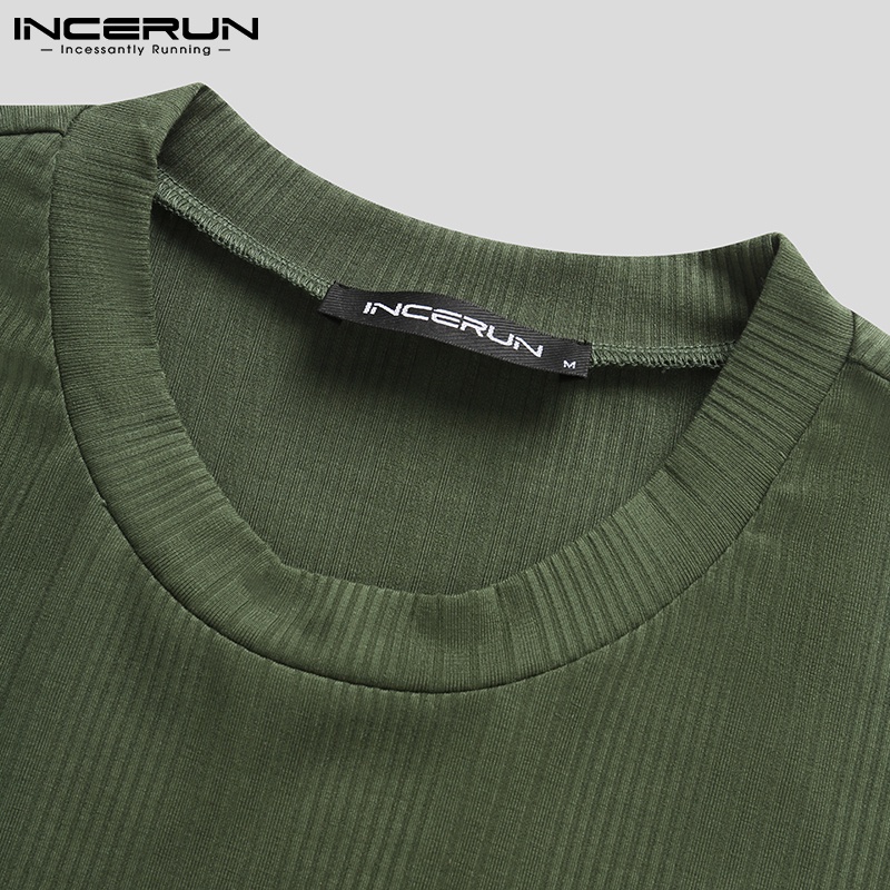 Áo thun INCERUN tay ngắn cổ tròn 3 màu sắc tùy chọn thiết kế đơn giản dành cho nam