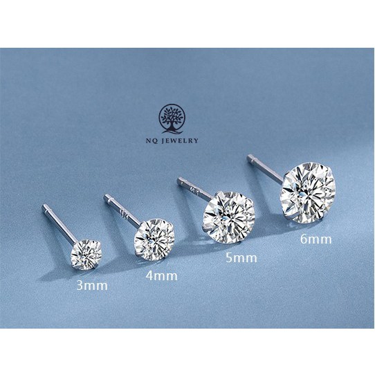 Bông tai nụ đít đẩy bạc S925 - Bông tai nụ bạc - NQ Jewelry