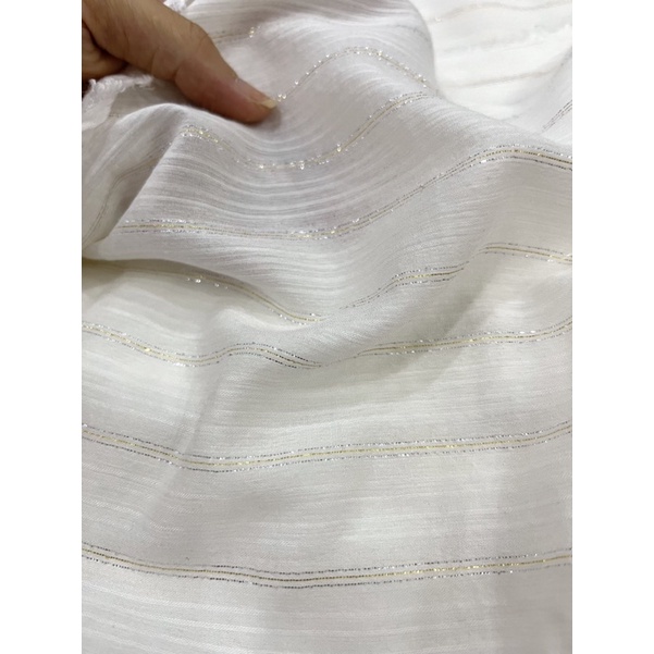Vải Xô Cotton Dệt Sọc Kim Tuyến Mềm Rũ Khổ 1m40