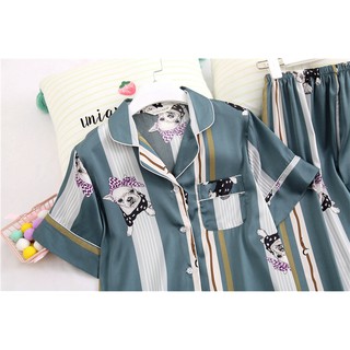 Pijama Lụa Cao Cấp Quần Dài Tay Ngắn Y80