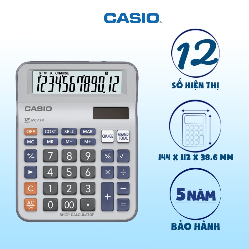 Máy tính CASIO MC 12M chính hãng bảo hành 5 năm