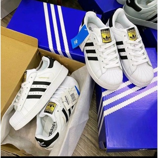 Giày superstar mũi sò màu trắng sọc đen, giày thể thao nam nữ adidas mũi sò vip da thật, full size cho và nữ