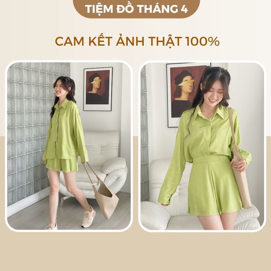 Set Nữ Đi Chơi Vải Xô Xước Không Nhăn Form Rộng TIỆM ĐỒ THÁNG 4 CASIE SET
