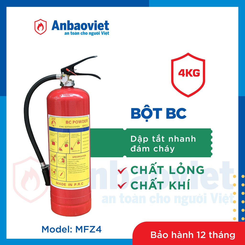 Bình chữa cháy bột BC 4kg – MFZ4