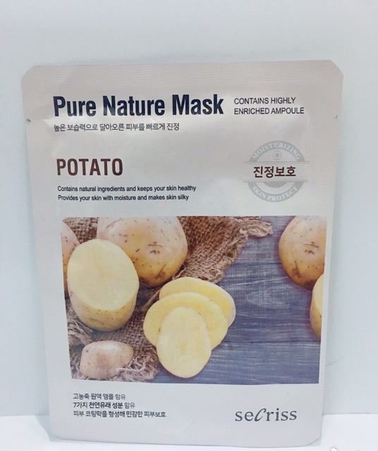 Mặt Nạ Dưỡng Da Secriss Cấp Ẩm Mờ Thâm Sáng Da Pure Nature Mask - HÀN QUỐC - DERMAROLLER