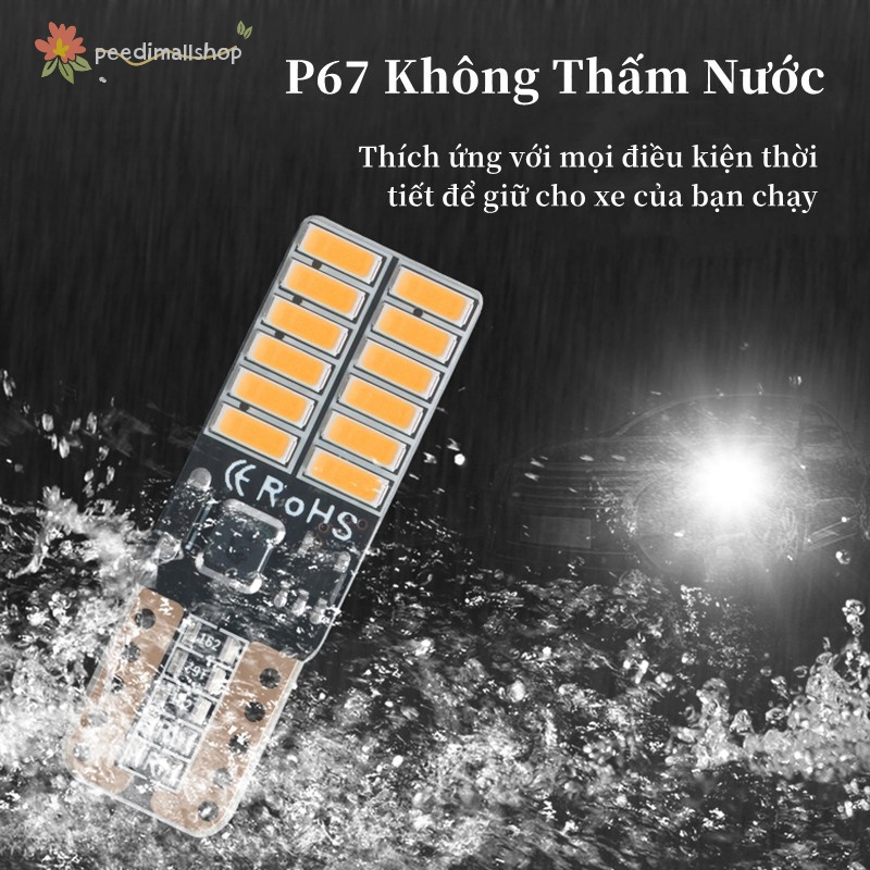 Đèn LED T10 W5W 24smd 4014 Gắn Biển Số Xe Hơi  chuyên dụng cho ô tô T10 LED hiển thị ánh sáng rộng dủ 7màu sắc