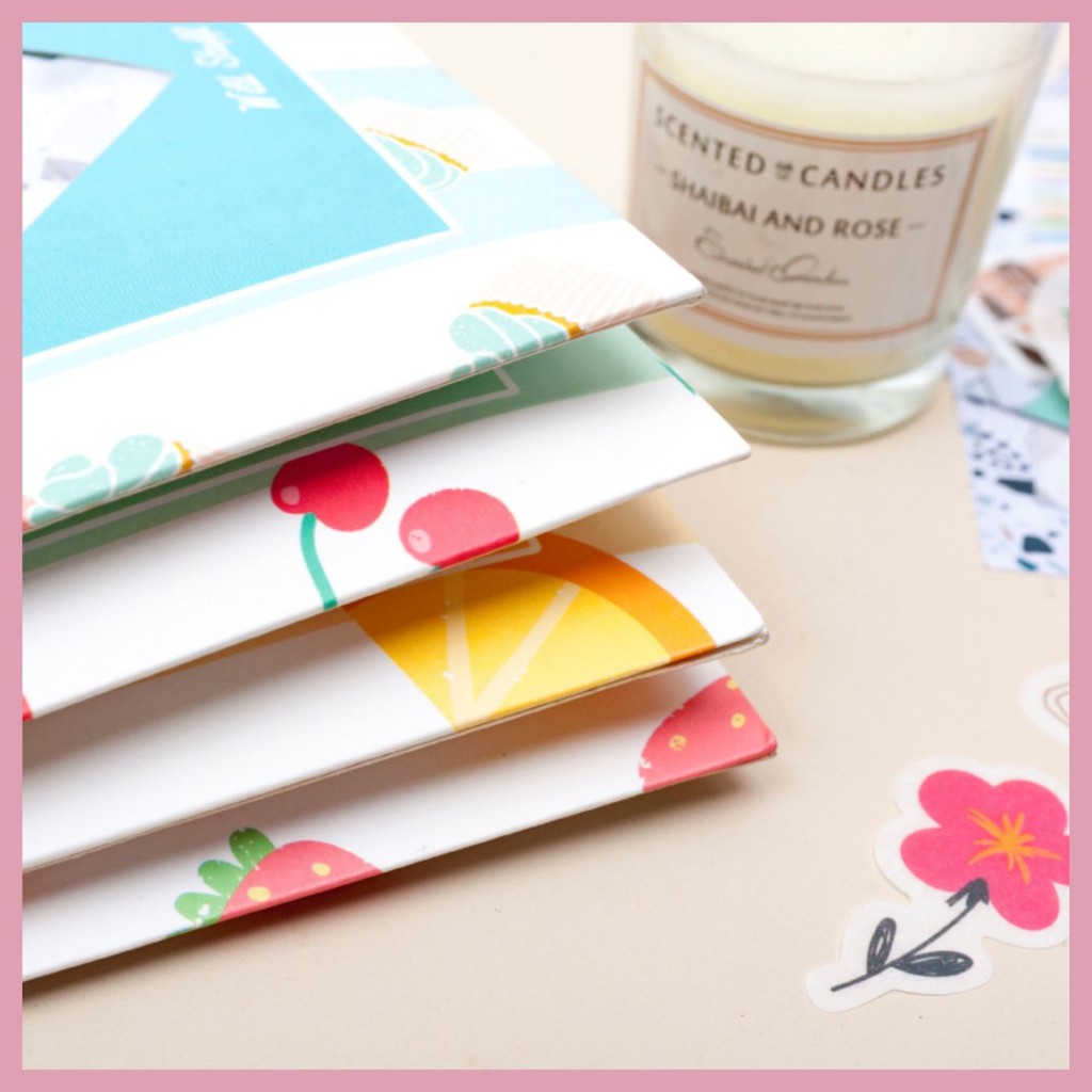 SET STICKER VÀ GIẤY TRANG TRÍ SCRAPBOOK, PLANNER, THIỆP 4 MÓN