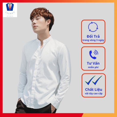 Sơ mi cổ tàu hàng cao cấp full size