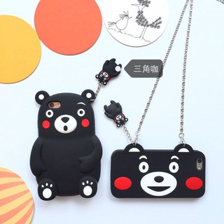 Ốp lưng iphone Gấu Kumamon + móc khóa + dây đeo