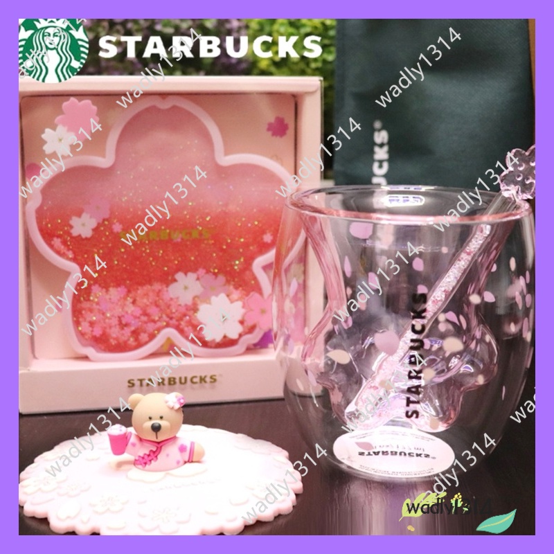 Cốc Thủy Tinh Hai Lớp Hình Dấu Chân Mèo Màu Hồng Phong Cách Starbucks 6oz WADLY1314 2019