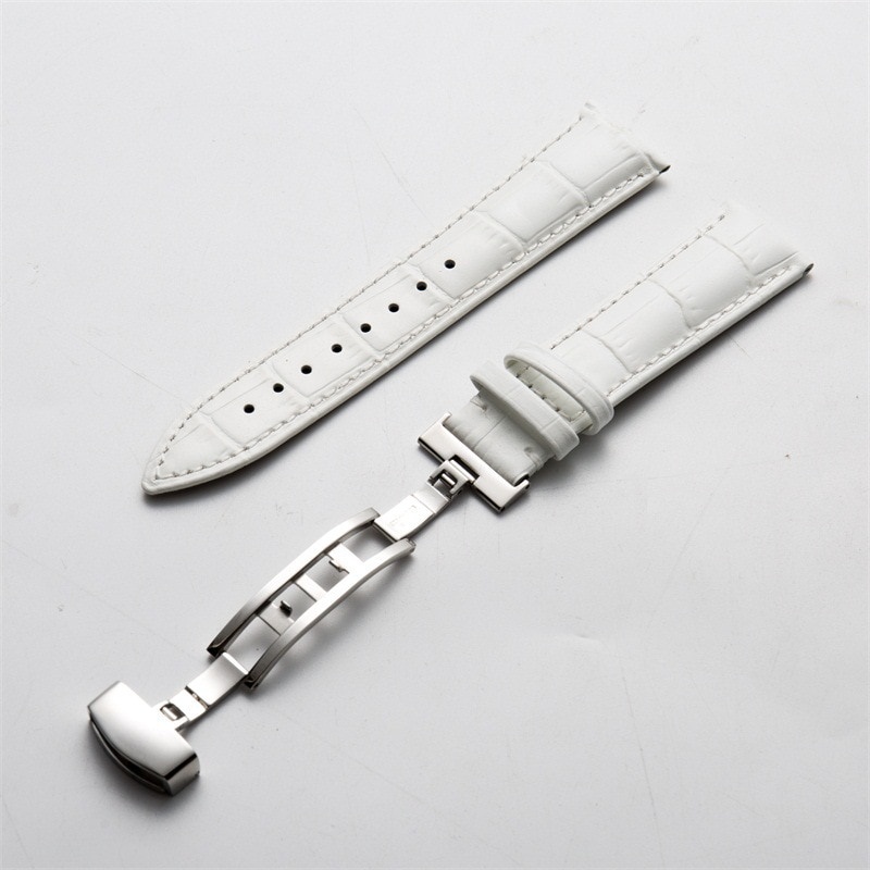 Dây Đồng Hồ Đeo Tay Chất Liệu Da Màu Hồng Kích Thước 15mm 16mm 17mm 18mm 19mm 20mm 22mm Cho Nam Nữ