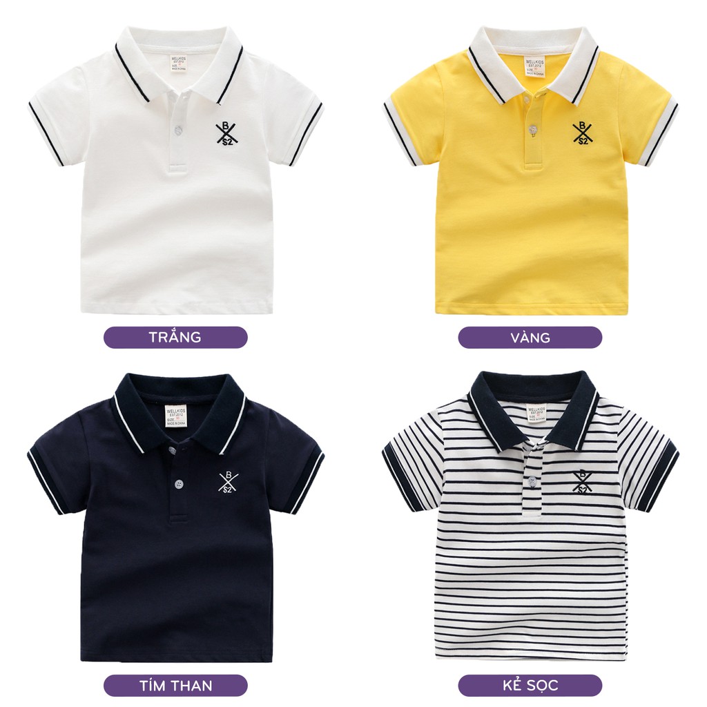 Áo POLO bé trai WELLKIDS chất cotton hàng xuất Âu Mỹ
