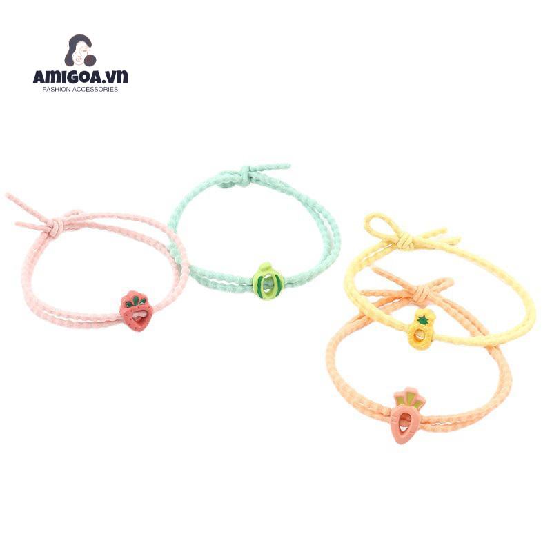 ✨✨Dây cột tóc cao su đính phụ kiện hoa/ gấu/ trái cây dễ thương