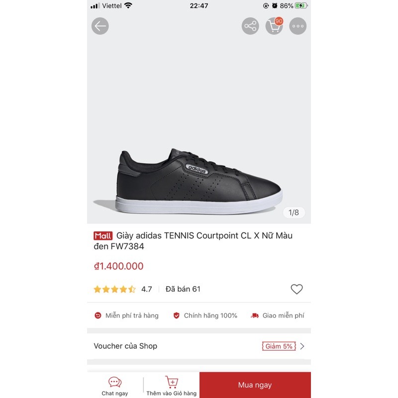 Giày adidas TENNIS Courtpoint CL X Nữ Màu đen chính hãng size 38
