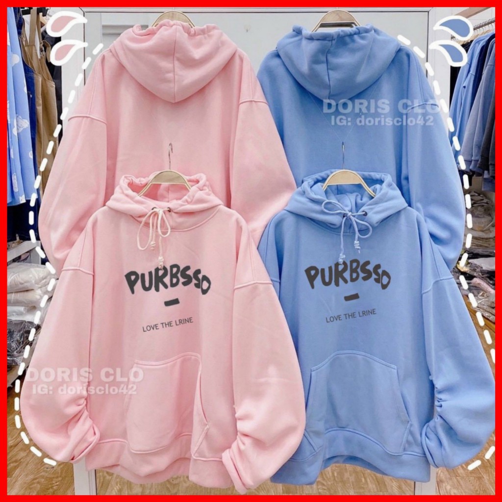 [Ảnh Thật+Video]Áo Khoác Hoodie Nữ Form Rộng Tay Phồng Nỉ Bông In PURBSSO ulzzang Style AK217 Unisex Form Rộng