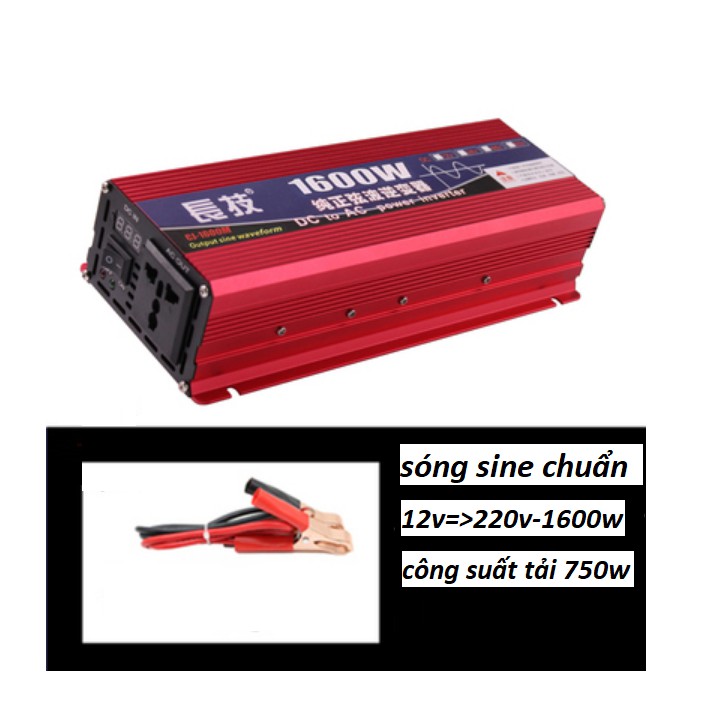 Bộ kích điện 12v lên 220v công suất 1600w sóng sine chuẩn