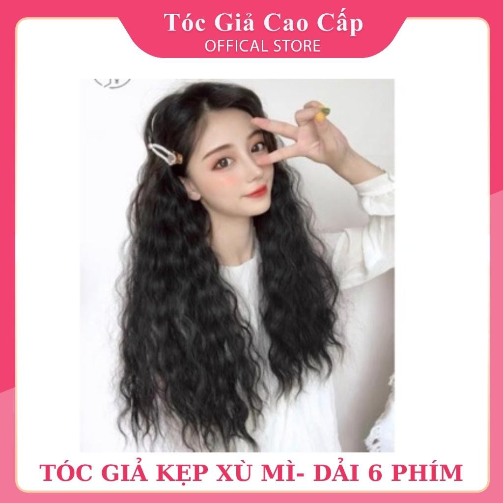 Tóc giả kẹp xù- tơ cap cấp- kẹp 6 phím