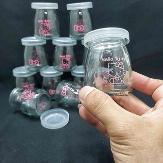 Hũ thủy tinh đựng sữa chua 100ml (combo 12 hũ) mẫu Trụ Tròn Vát eo in LOGO cực CUTE - Nắp nhựa – Hủ yaourt trong suốt