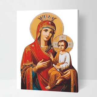 Tranh sơn dầu số hóa tự tô màu theo số có khung - [115] ĐỨC MẸ (40*50)