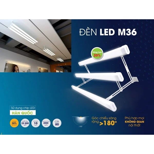 Đèn bán nguyệt LED Rạng Đông M36 20W-40W ánh sáng trắng