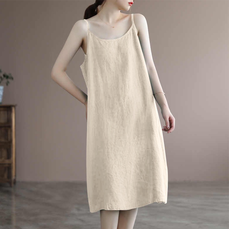 Đầm midi Zanzea không tay vải cotton phong cách retro Hàn Quốc thời trang cho nữ