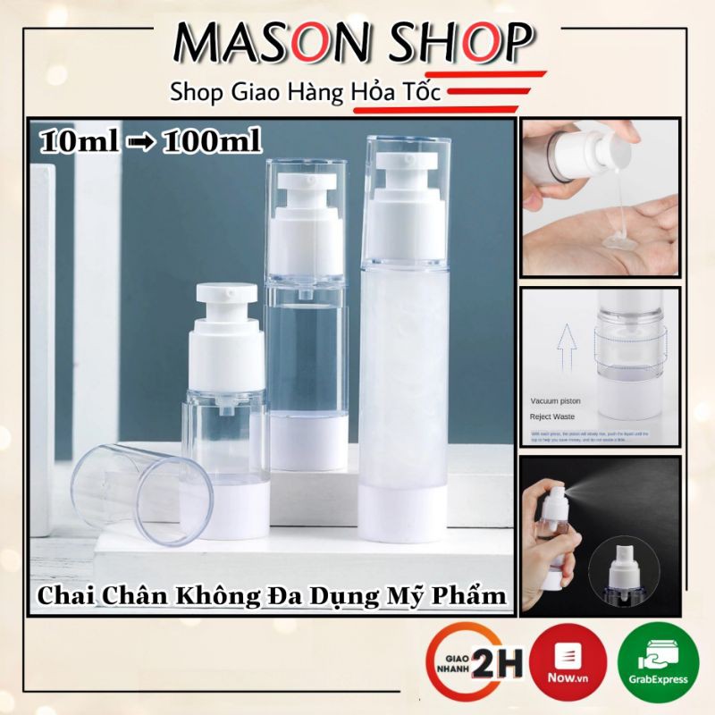 LỌ CHIẾT MỸ PHẨM hút chân không XỊT PHUN SƯƠNG/NHẤN GIỌT 5ml 10ml 15ml 20ml 30ml 50ml 100ml /VỎ CHAI NHỰA PET trong suốt