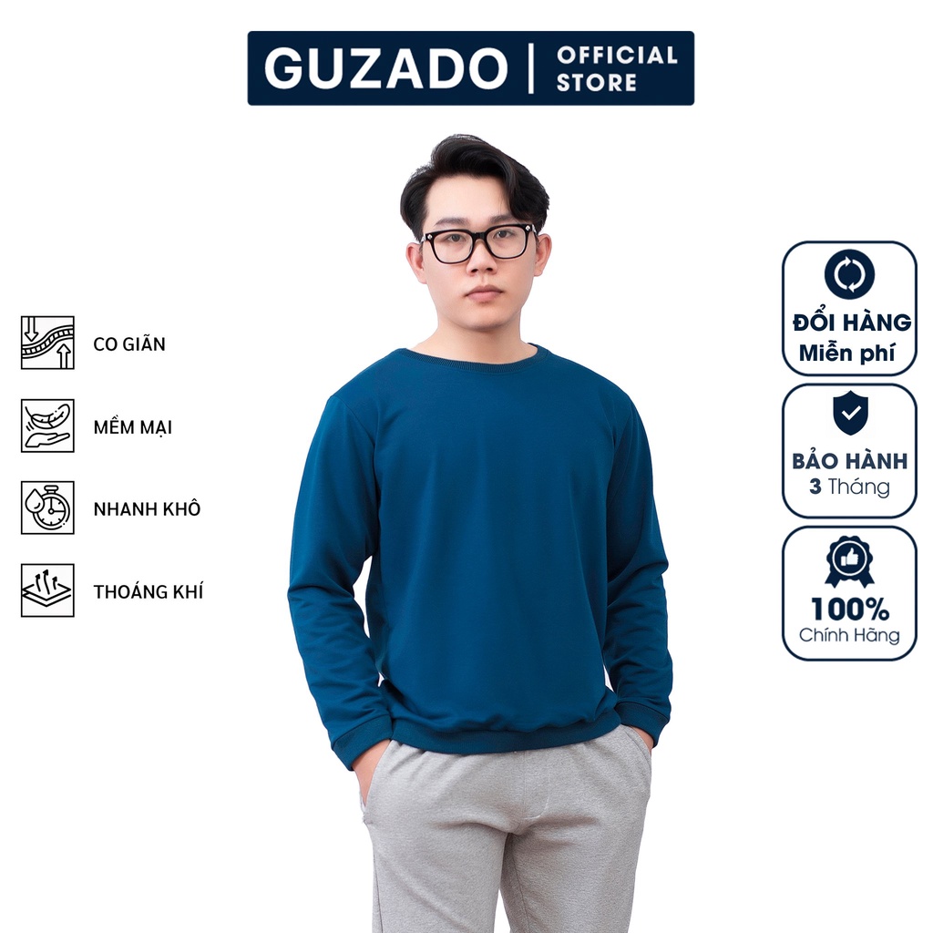 Áo Thun Nam Dài Tay Guzado Chất nỉ cá sấu,Phong cách trẻ trung năng động,Co Giãn Vận Động Thoải Mái GTD2118