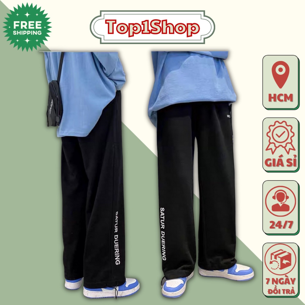 Quần ống rộng SATUR Chất nỉ bông cao cấp có dây rút gấu quần mặc được 2 kiểu suông và jogger đủ size form rộng