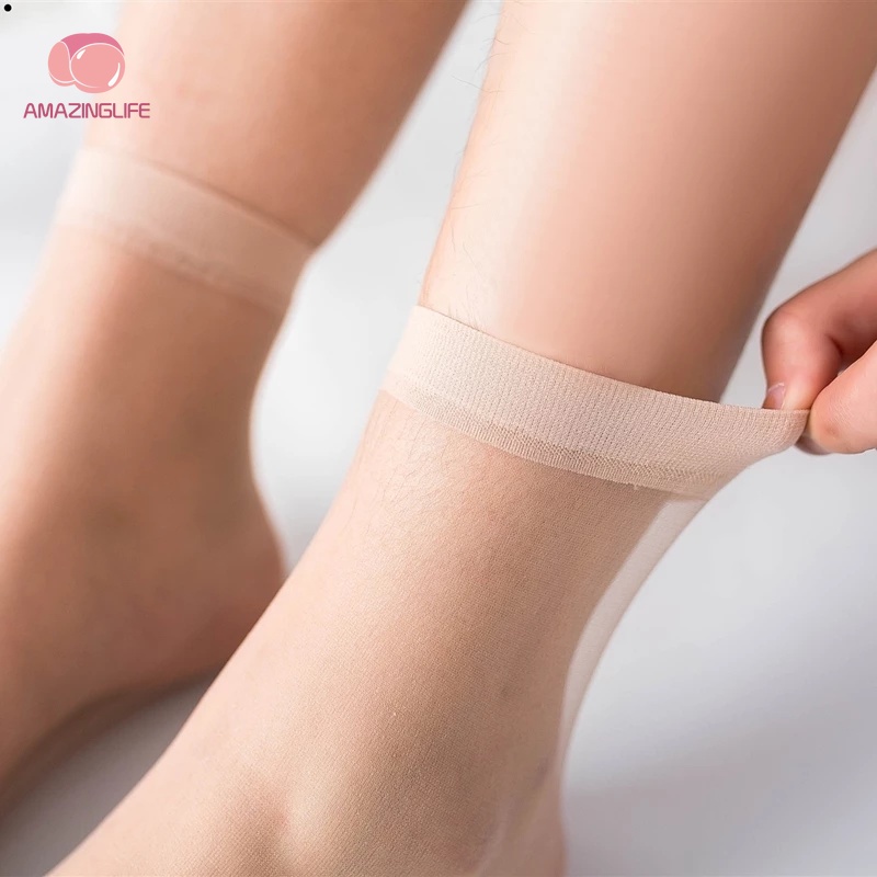 Set 10 Đôi Vớ Trong Suốt Thoáng Khí Thoải Mái Phong Cách Hàn Quốc Cho Nữ