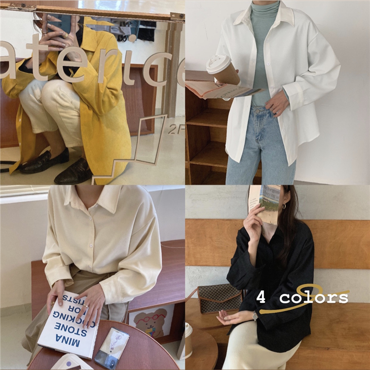 Xiaozhainv Áo sơ mi tay dài dáng rộng phong cách Hàn Quốc dễ phối đồ