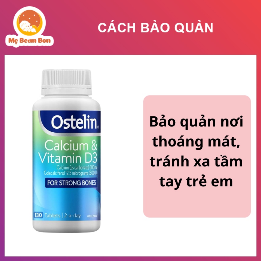 Canxi Bầu Ostelin Calcium &amp; Vitamin D3 của Úc 130 viên bổ sung Canxi và D3 cho bà bầu mẹ sau sinh duy trị hệ miễn dịch