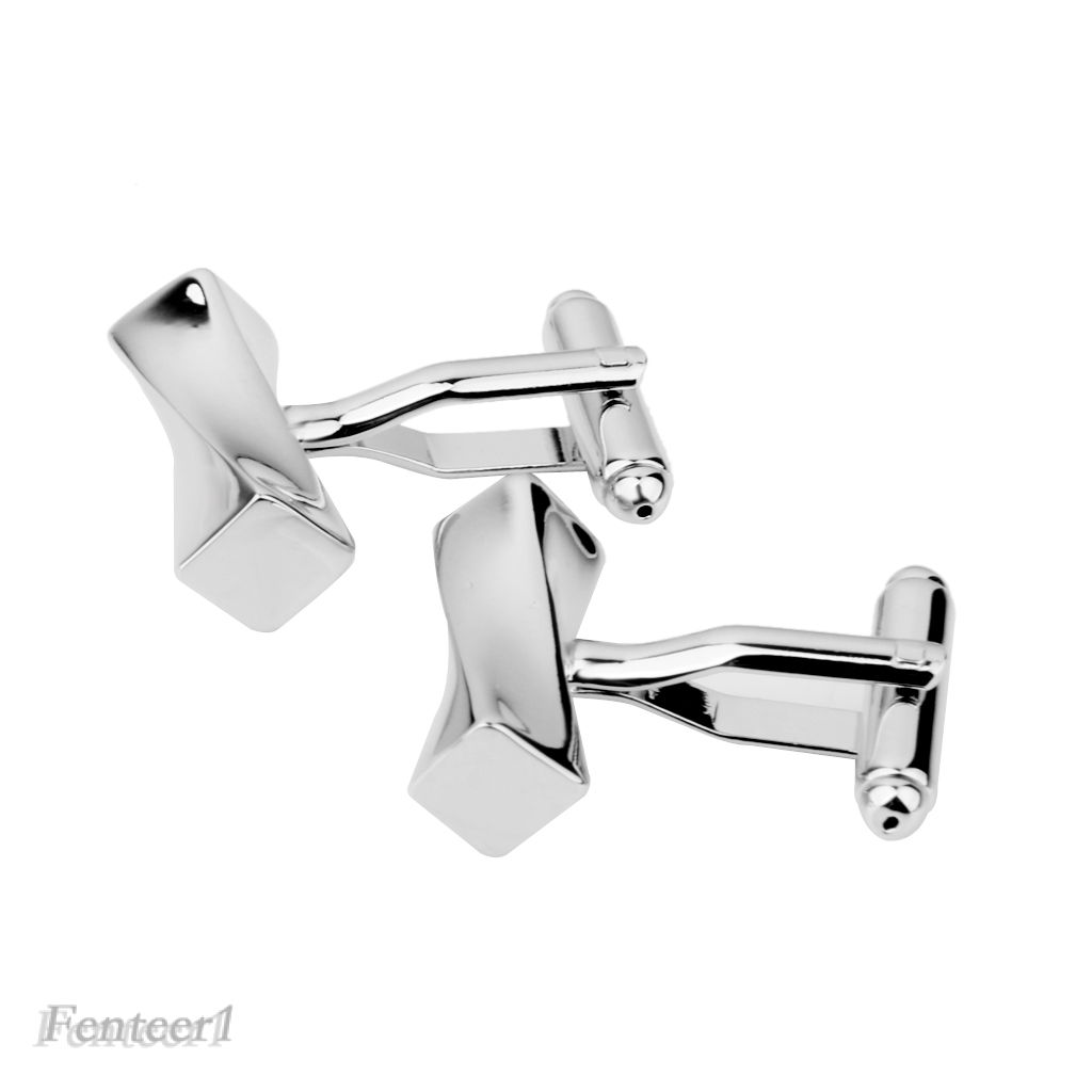 1 Pair Mens Groom Shirt Twist Cufflinks Cuff Links Wedding Jewelry Silver