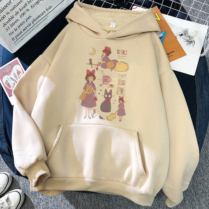Áo Hoodie nữ in hình Totoro hoạt hình phong cách Nhật Bản 90s
