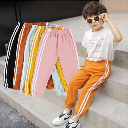 Quần jogger thể thao vải lanh mỏng chống muỗi cho bé 3-13 tuổi