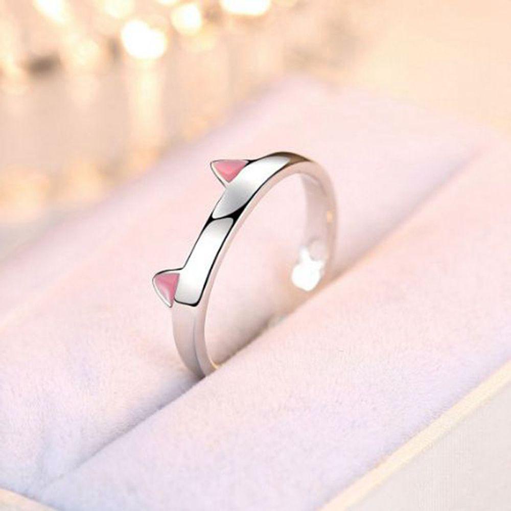 Nhẫn Đôi Hình Tai Mèo Phong Cách Hàn Quốc Độc Đáo Có Thể Điều Chỉnh Làm Quà Tặng Valentine