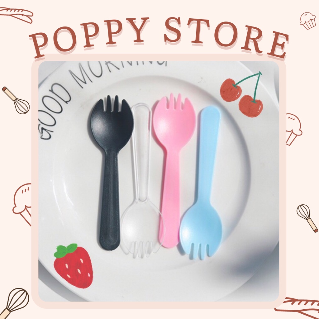 Muỗng nhựa, muỗng dùng một lần, ăn bánh, trái cây, màu sắc pastel dễ thương - POPPY STORE