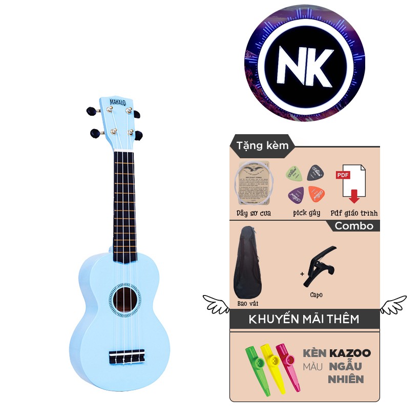 (MUA 1 ĐƯỢC 8) Đàn Ukulele Soprano 21" Full Phụ Kiện + Bao Vải + Capo + Kèn Kazoo