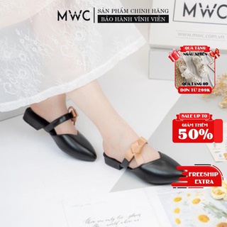 Dép Sục Nữ MWC Đế Bệt Mũi Nhọn Quai Nơ Nữ Tính NUDE- 3263